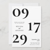 Moderne Minimalistische Schwarz-Weiß-Hochzeit Save The Date (Vorderseite)
