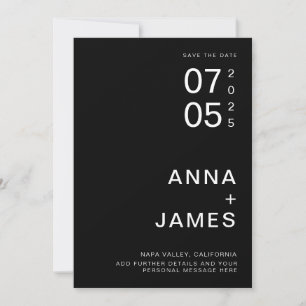 Moderne Minimalistische Schwarz-Weiß-Hochzeit Save The Date