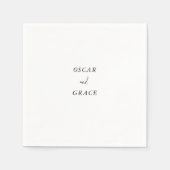 Moderne Minimalistische Schwarz-Weiß-Hochzeit Serviette (Vorderseite)