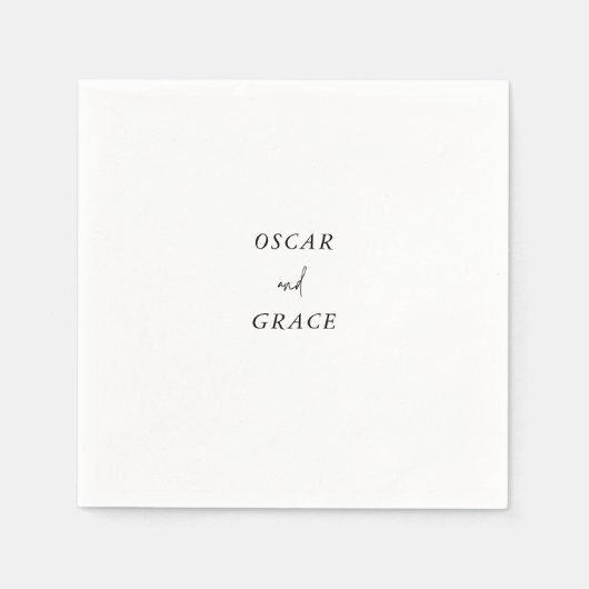 Moderne Minimalistische Schwarz-Weiß-Hochzeit Serviette (Vorderseite)