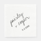 Moderne Minimalistische Schwarz-Weiß-Hochzeit Serviette (Vorderseite)