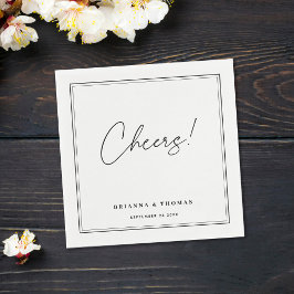 Moderne Minimalistische Schwarz-Weiß-Hochzeit Serviette