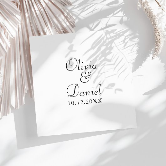 Moderne Minimalistische Schwarz-Weiß-Hochzeit Serviette