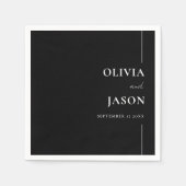 Moderne Minimalistische Schwarz-Weiß-Hochzeit Serviette (Vorderseite)