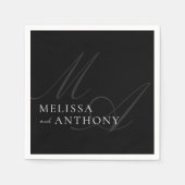 Moderne Minimalistische Schwarz-Weiß-Hochzeit Serviette (Vorderseite)