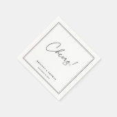 Moderne Minimalistische Schwarz-Weiß-Hochzeit Serviette (Ecke)