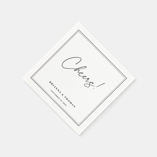 Moderne Minimalistische Schwarz-Weiß-Hochzeit Serviette (Ecke)