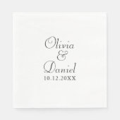 Moderne Minimalistische Schwarz-Weiß-Hochzeit Serviette (Vorderseite)