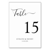 Moderne Minimalistische Schwarz-Weiß-Hochzeit Tischnummer (Rückseite)
