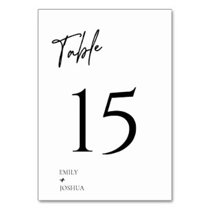 Moderne Minimalistische Schwarz-Weiß-Hochzeit Tischnummer