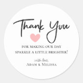 Moderne Minimalistische Schwarz & Weiß Hochzeit Vi Runder Aufkleber (Vorderseite)