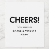 Moderne, minimalistische Schwarz-Weiß-Hochzeit Weinetikett (Einzelnes Label)