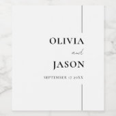 Moderne Minimalistische Schwarz-Weiß-Hochzeit Weinetikett (Einzelnes Label)