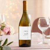 Moderne Minimalistische Schwarz-Weiß-Hochzeit Weinetikett