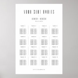 Moderne Minimalistische Schwarz-Weiß-Hochzeitsbest Poster