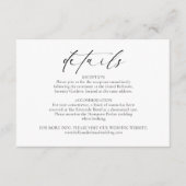 Moderne Minimalistische Schwarz-Weiß-Hochzeitsdeta Begleitkarte (Vorderseite)