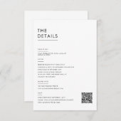 Moderne Minimalistische Schwarz-Weiß-Hochzeitsdeta Begleitkarte (Vorne/Hinten)