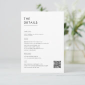 Moderne Minimalistische Schwarz-Weiß-Hochzeitsdeta Begleitkarte (Stehend Vorderseite)