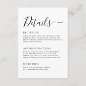 Moderne Minimalistische Schwarz-Weiß-Hochzeitsdeta Begleitkarte (Vorderseite)