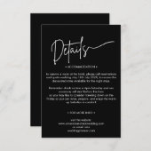 Moderne Minimalistische Schwarz-Weiß-Hochzeitsdeta Begleitkarte (Vorne/Hinten)