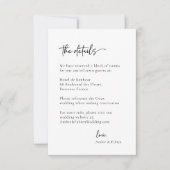 Moderne Minimalistische Schwarz-Weiß-Hochzeitsdeta Einladung (Vorderseite)