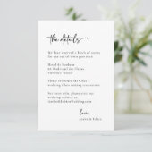 Moderne Minimalistische Schwarz-Weiß-Hochzeitsdeta Einladung (Stehend Vorderseite)