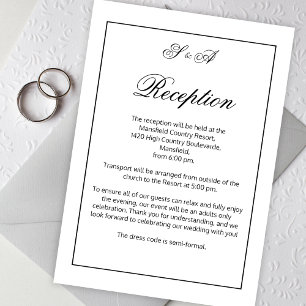 Moderne, Minimalistische Schwarz-Weiß-Hochzeitsemp Begleitkarte