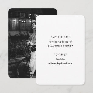 Moderne minimalistische Schwarz-Weiß-Hochzeitsfoto Save The Date