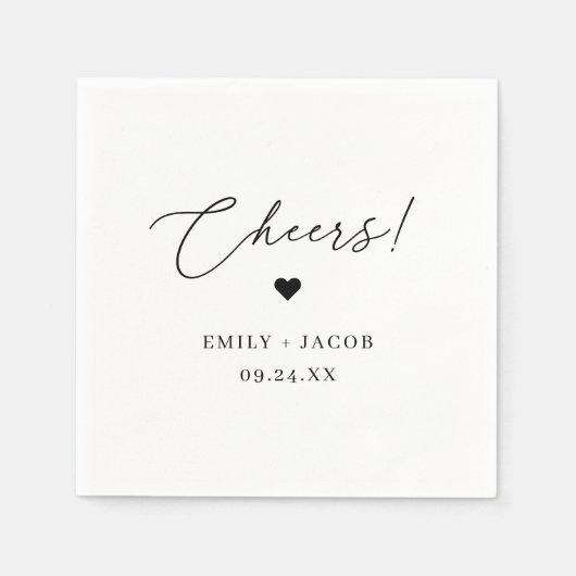 Moderne Minimalistische Schwarz-Weiß-Hochzeitsjets Serviette (Vorderseite)