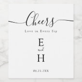 Moderne Minimalistische Schwarz-Weiß-Hochzeitssäng Weinetikett (Einzelnes Label)