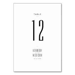 Moderne Minimalistische Schwarz-Weiß-Hochzeitstisc Tischnummer