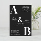 Moderne Minimalistische Schwarz-Weiß-Islamische Ho Einladung (Stehend Vorderseite)