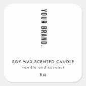 Moderne Minimalistische Schwarz-Weiß-Jar-Kerze Quadratischer Aufkleber (Vorderseite)