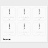 Moderne Minimalistische Schwarz-Weiß-Jar-Kerze Quadratischer Aufkleber (Blatt)