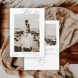 Moderne Minimalistische Schwarz/Weiß-Kalligrafie-H Dankeskarte