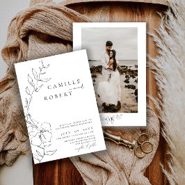 Moderne Minimalistische Schwarz/Weiß-Kalligrafie-H Einladung