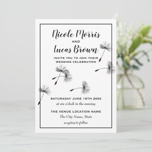 Moderne Minimalistische Schwarz-Weiß-Kronleuchter Einladung (Stehend Vorderseite)