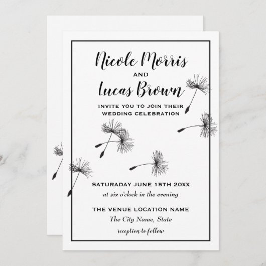 Moderne Minimalistische Schwarz-Weiß-Kronleuchter Einladung (Vorne/Hinten)