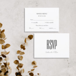 Moderne Minimalistische Schwarz-Weiß-Küche RSVP Karte