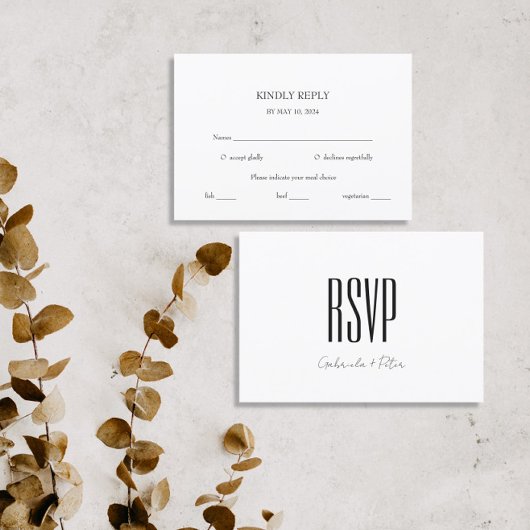 Moderne Minimalistische Schwarz-Weiß-Küche RSVP Karte