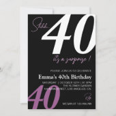 Moderne Minimalistische Schwarz-Weiß-Lila Geburtst Einladung (Vorderseite)