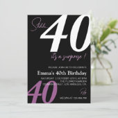 Moderne Minimalistische Schwarz-Weiß-Lila Geburtst Einladung (Stehend Vorderseite)