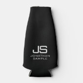 Moderne Minimalistische Schwarz-Weiß-Monogramm Flaschenkühler (Vorderseite)