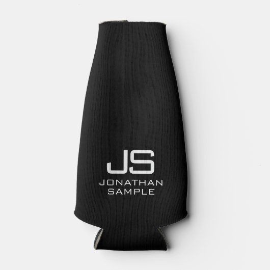 Moderne Minimalistische Schwarz-Weiß-Monogramm Flaschenkühler (Vorderseite)