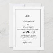 Moderne Minimalistische Schwarz-Weiß-Monogramm-Hoc Einladung (Vorderseite)