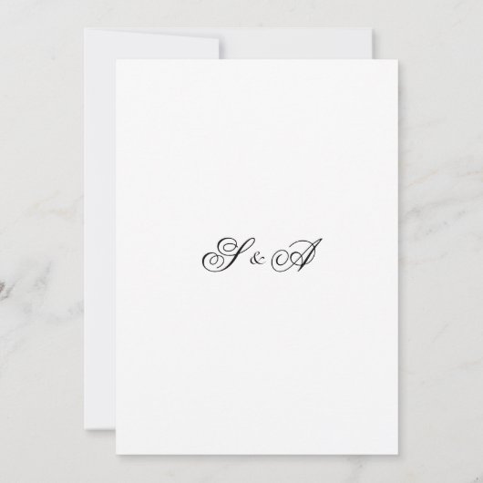 Moderne Minimalistische Schwarz-Weiß-Monogramm-Hoc Einladung (Rückseite)