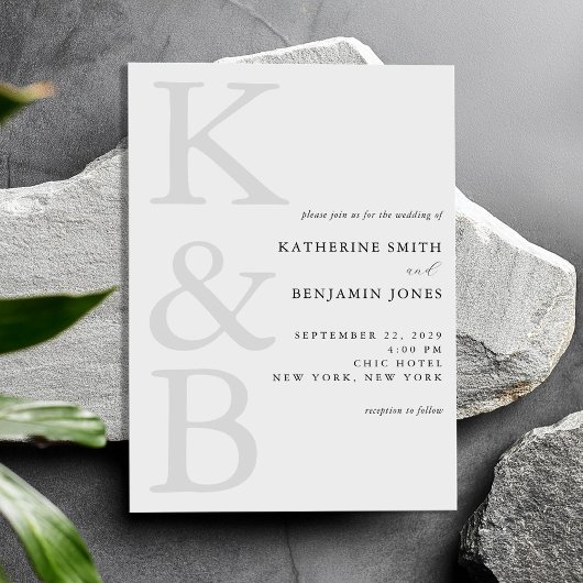 Moderne Minimalistische Schwarz-Weiß-Monogramm-Hoc Einladung