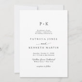 Moderne Minimalistische Schwarz-Weiß-Monogramm-Hoc Einladung (Vorderseite)