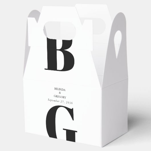 Moderne Minimalistische Schwarz-Weiß-Monogramm-Hoc Geschenkschachtel (Geöffnet)