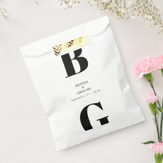 Moderne Minimalistische Schwarz-Weiß-Monogramm-Hoc Geschenktütchen (Versiegelt)